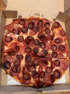 Double pepperoni. Pepperoni and cup pepperoni.