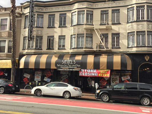San Francisco's historic Siegel's For Men and Boys is closing after over 80 plus years !!!! Now up to 30% off most items !!