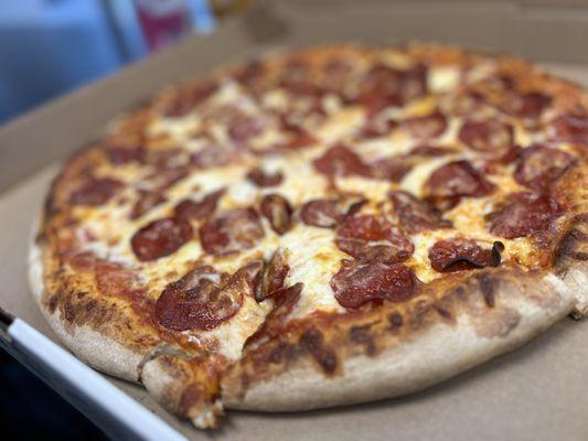 Amazing pizza with beef pepperoni