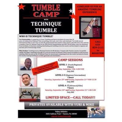 Camp with Valley Athletics in Easten, PA