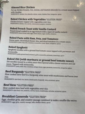 2023 menu description