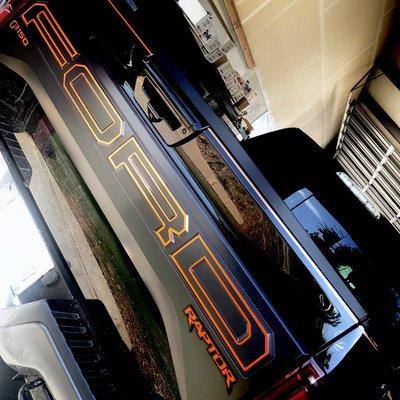 custom Ford raptor logo. ceramic window tint. paint protection film
