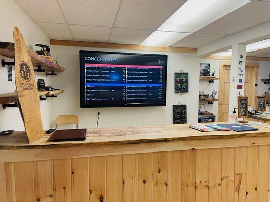 Main TV menu and retail counter