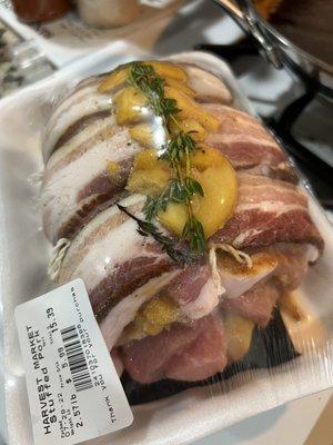 Apple Pie Bacon wrapped Pork Loin with apples