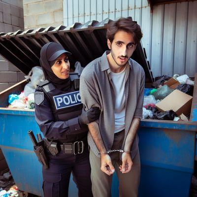 VPD, arresting people for dumpster diving.
*Image is not real, just for visual representation*