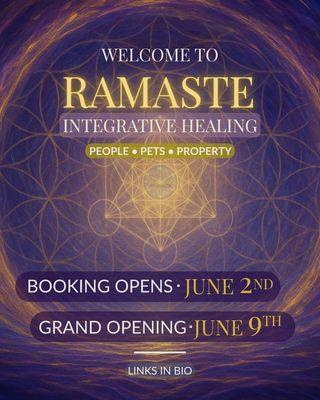 Welcome to Ramaste Integrative Healing. Booking is now Live. Officially launching June 9th.