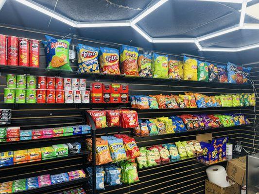 Chips. Drinks. Vape. Cigarettes.