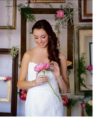 Larkspur Botanicals Wedding Floral Backdrop featured in (201) Bride Magazine
