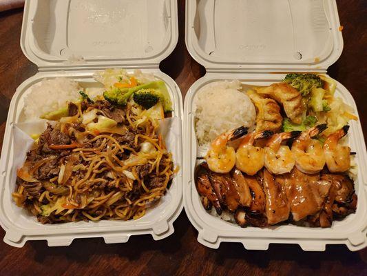 Beef Yakisoba and Chicken&Shrimp