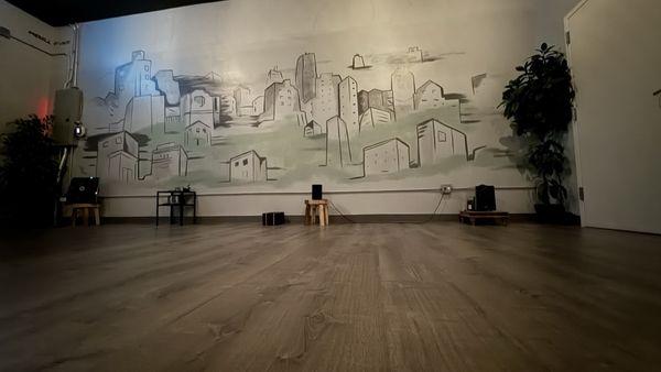 yoga studio view from front row