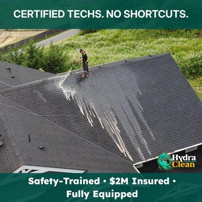 Safety first when it comes to protecting your home with our Roof Cleaning Services