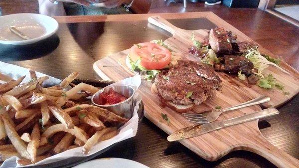 Truffle fries.. Angus burger and Lamb Ribs