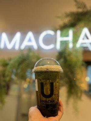 Tsuyochan (matcha + milk + brown sugar + boba + cheese foam)