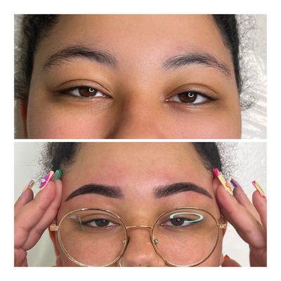 This young lady had a brow wax, shaping, and tint service done.