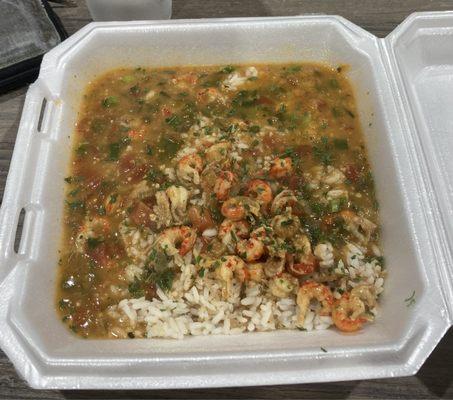 Place called Armstrong Bayou Cafe, crawfish etouffee