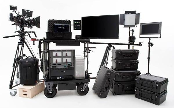RED Epic Dragon camera package. 4K monitor, LED lite panels, DIT cart, Mac Pro with RED Rocket-X and Titan graphics cards.