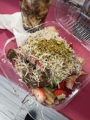 Churros with Strawberries and Dubai Chocolate