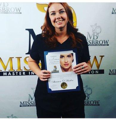 3D Brows, Combination Brows, Ombré, Microblading, Powder Brows, certificate