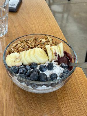 Half Açaí bowl half chia pudding