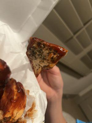 The wings had a bunch of black pepper collected at the bottom