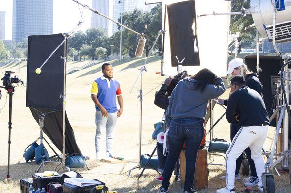 Behind the scenes at the I Am Life video shoot for the Houston Health Department.