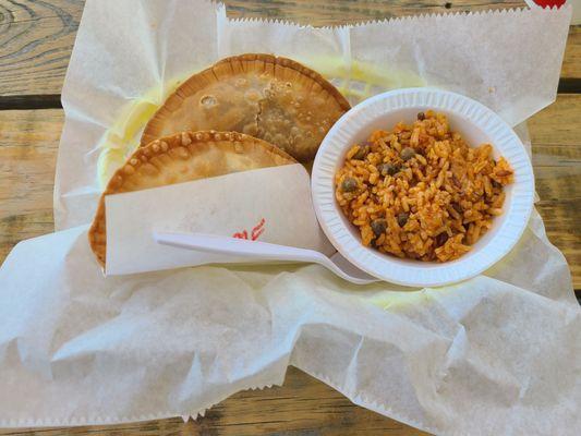 Empanadas and rice