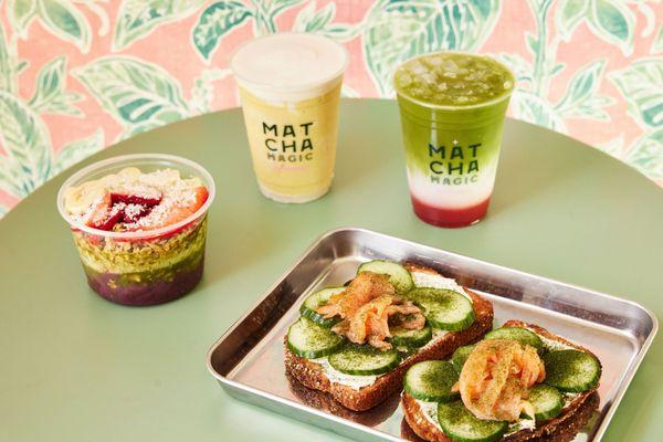 Matcha, Smoothies, Loaded Toasts + Acai Bowls