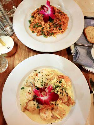 Spaghetti ala vodka & chicken and shrimp