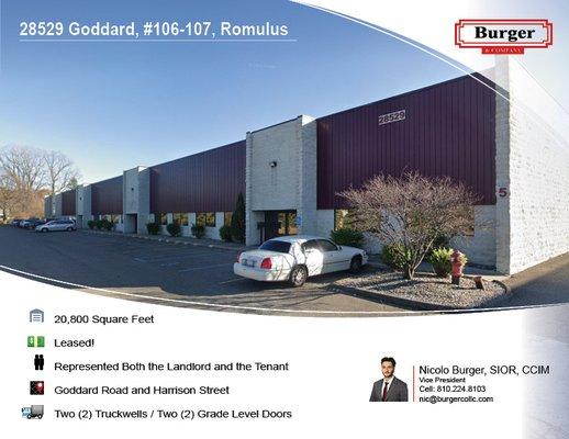 Burger and Company Announces a Total of 20,800 Square Feet of Industrial Suites Leased