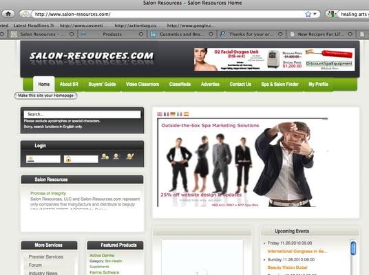 Screen capture (partial) of the Salon-Resources.com home page.