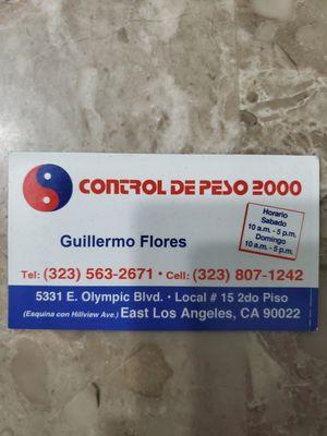 La targeta de el negocio. Incluye el numero de telefono y la dirección. Solo aceptamos efectivo (cash only).