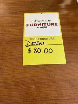 Dresser price. August 2023.