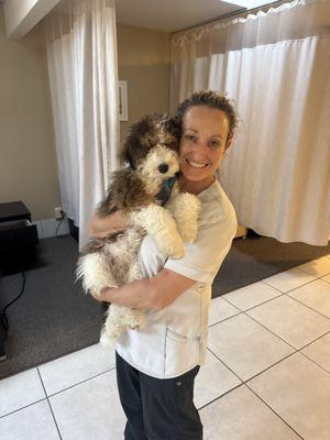 The doctor and the puppy. Thank you doctor for all your help. You are the best