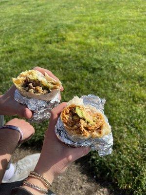 Steak and Chorizo breakfast burritos