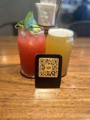 Peachy yuzu lemonade and a beer