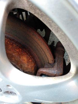 "New" brakes were installed and within three months they looked like this.