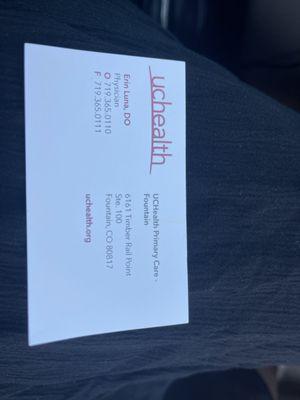 Dr. Lunas card