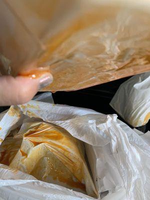 Bag with sauce inside all over my stove