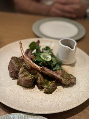 Lamb Chops with and herb salad and chimichurri