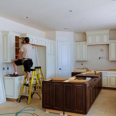 New cabinets are in. Now it is time to install all those new appliances. Give us a call to install them all properly. (336)227-0533.