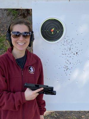 Lauren, first time pistol shooter applying all the 5 Fundamentals! Nice shooting!