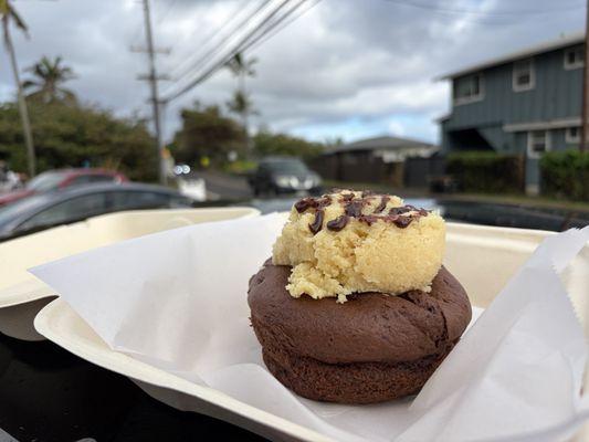 Triple chocolate coconut muffin