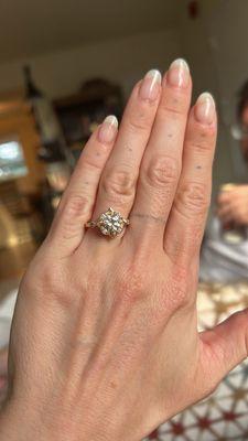 My custom-made engagement ring. It's perfect.