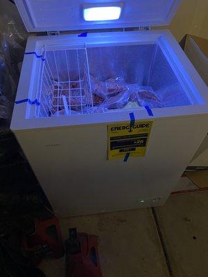 deep freezer filled with every meat and seafood