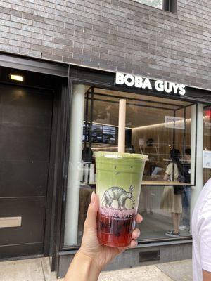 Strawberry matcha latte