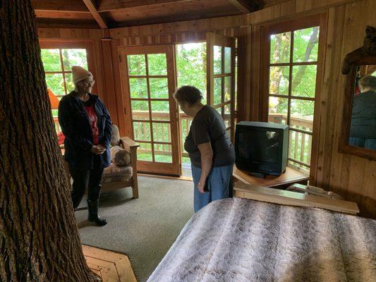 The room in the treehouse which you can rent