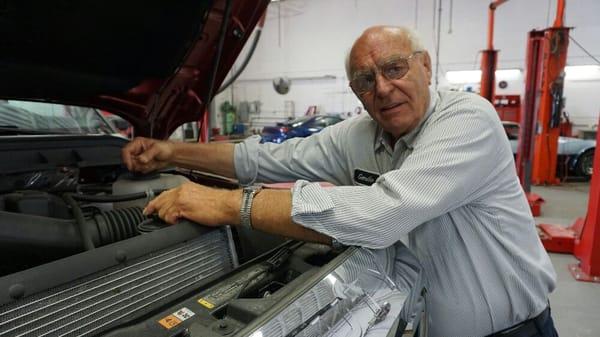 Gordie working on a truck.
