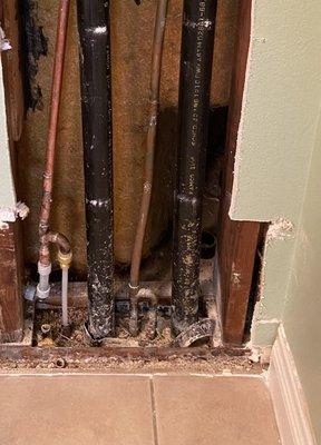 He used a material called PEX plastic tubing instead of the copper that will eventually corrode. I have a life time guarantee on this repair
