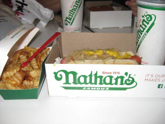 hotdog w/sauerkraut & mustard---combo w/fries & soda