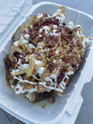 Fried Chicken Bacon Baked Potato